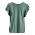 thumbnail image 4 of Women Fashion Solid Sleeve Round Neck Base Shirt Short Sleeve T Shirt Top Short Sleeve T Shirt Dark Shirt Women Solid Shirt Women Long Sleeves Shirts Striped Short Sleeve Shirts Women Casual Womens, 4 of 5