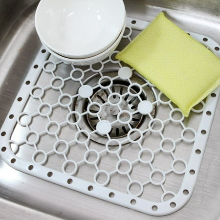 

SNNROO Silicone Sink Protector Mat - Cover Sink Mat for Kitchen - Silicone Saver Sink Mat Rubber Sink Mats with Drainage Holes Drying Rack Silicone Sink Mat Kitchen Sink Dish Drying Mat-White