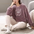 thumbnail image 5 of Conjuntos de Pijamas de felpa para Mujer, ropa de dormir con estampado de dibujos animados de vellón grueso, ropa de casa de terciopelo Kawaii Girsl, invierno, nuevo, 5 of 5