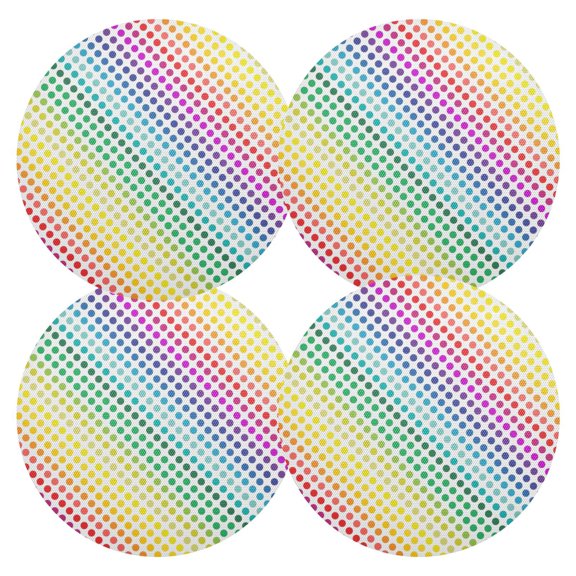 Ryvnso Colorful Polka Dots in Lines Round Plate Mats Dining Table Placemat Set of 4 for Holiday Decoration