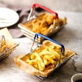 thumbnail image 4 of pdqouc Petit Panier de Courses Panier à Frites Mini Chips Panier à Frites en Acier Inoxydable Panier de Friteuse Porte-Frites Support de Poisson Panier de Service pour Frites Panier Rond Argenté, 4 of 7