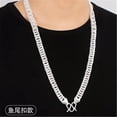 thumbnail image 3 of K-KED Cool 925Sterling Silver Flat Sideway Whip Chains Necklace for Men 6.5mm 16"-30"-6.5mm 24", 3 of 6