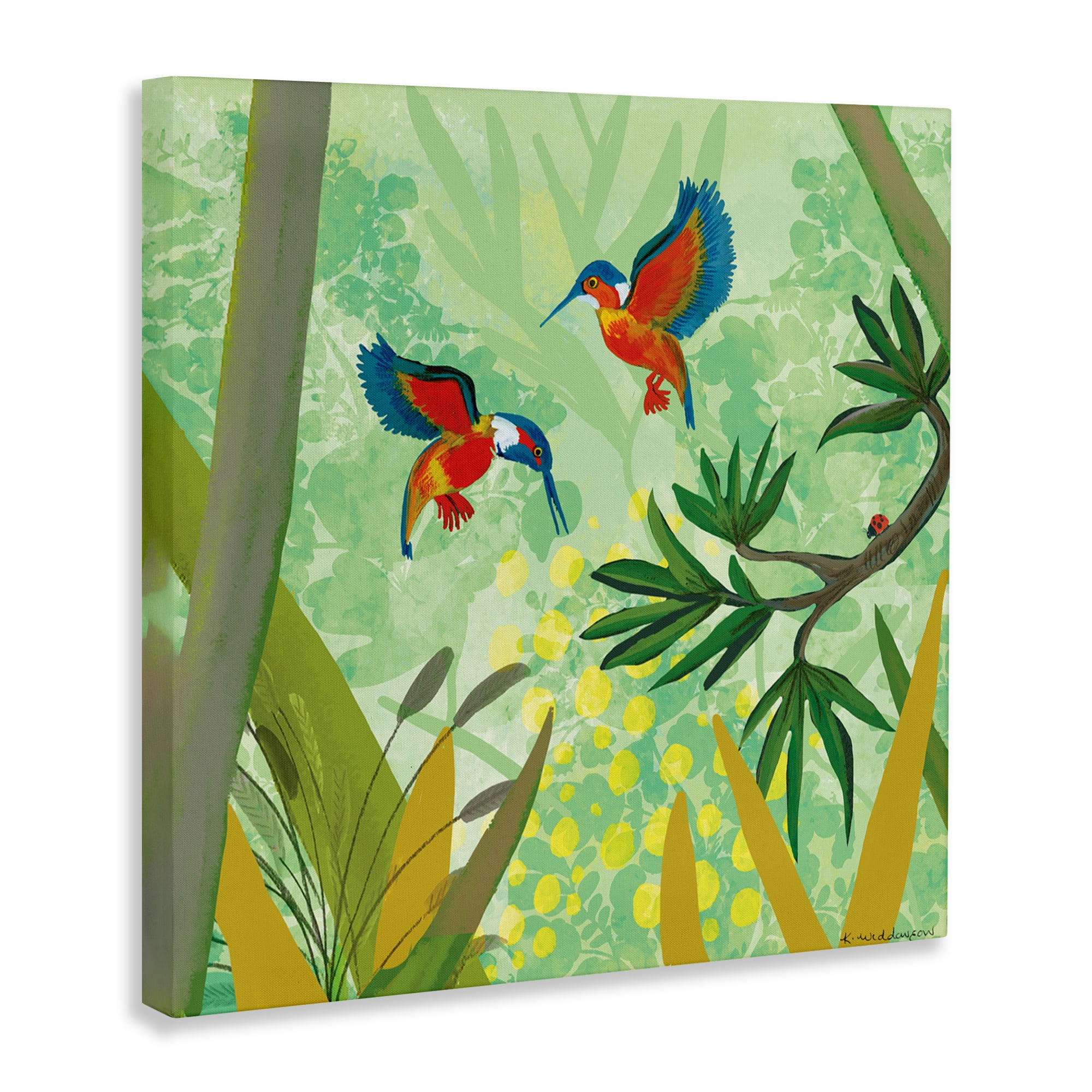 Stupell Industries Kingfishers in Jungle Branches Canvas Wall Art, design by Kay Widdowson