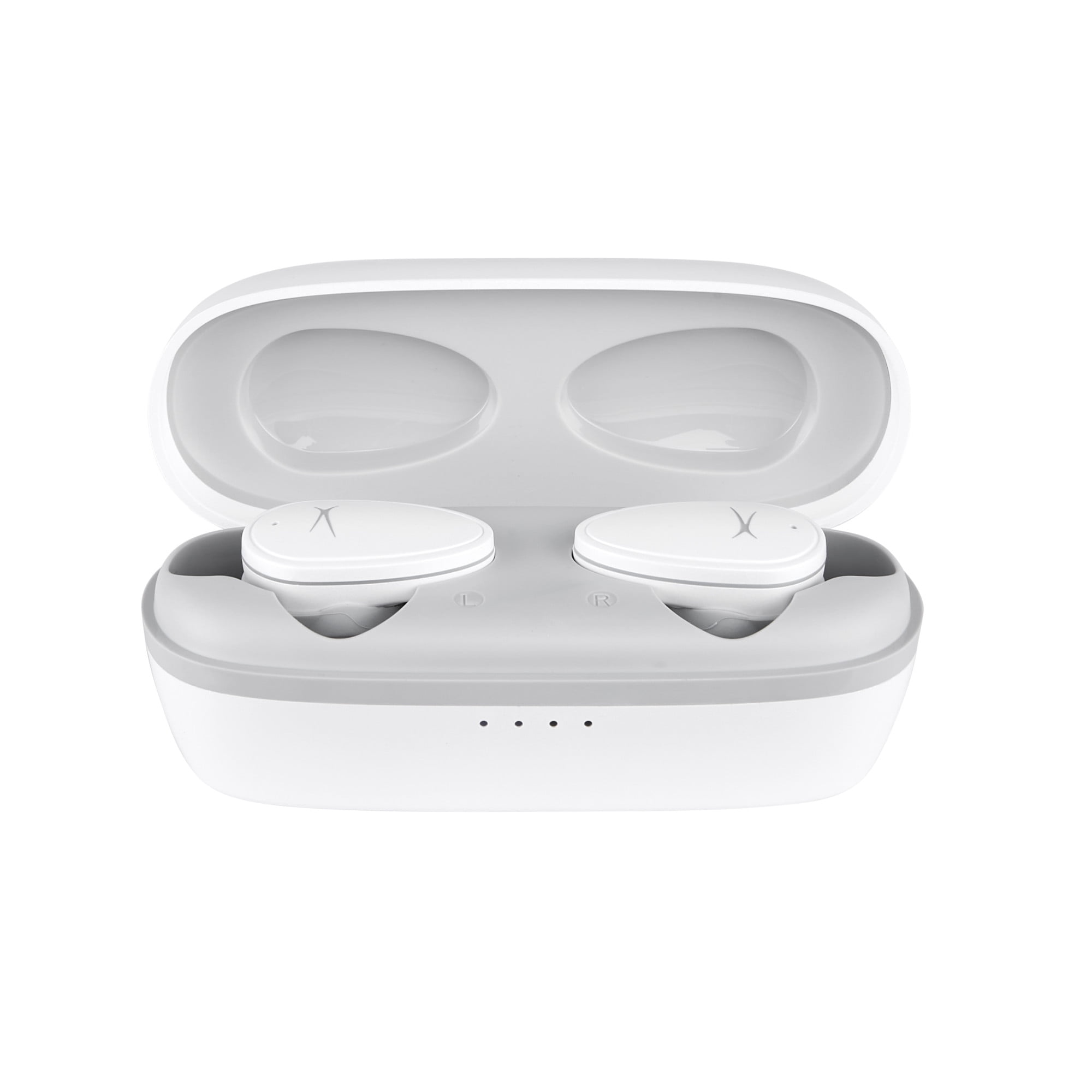 Altec Lansing NanoBuds Active Noise Cancelling Truly Wireless Earbuds, with Water Resistance, Stay-In-Place Helix Wings, Anti-Microbial Protection, 28 Hours of Total Playtime, White