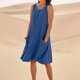 thumbnail image 3 of WILLBEST Vestido Midi De Verano Para Mujer, Largo Hasta La Rodilla, Informal, Para Playa, Resort, Sin Mangas, Color Liso, Con Bolsillos, 3 of 3