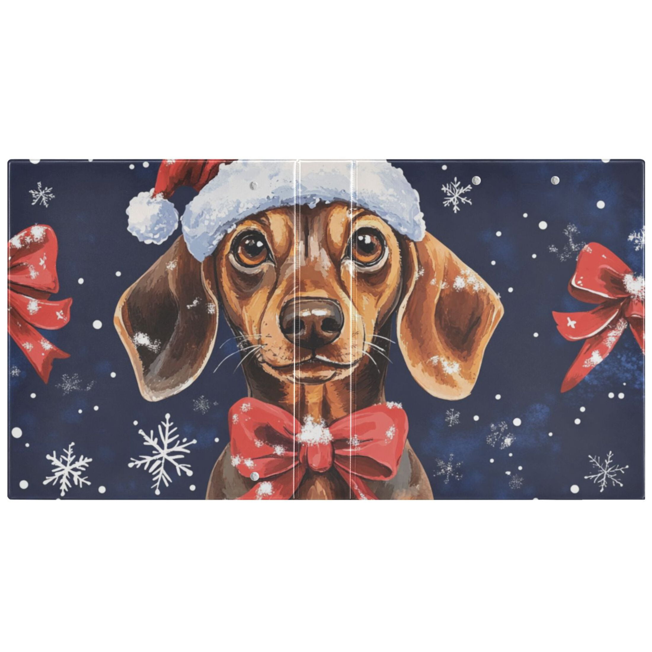 Christmas Dog Ribbons 3 Ring Binders 1.5 inch Hardcover File Folders with Interior Pockets A4 Size Organizer for School Office Hospital