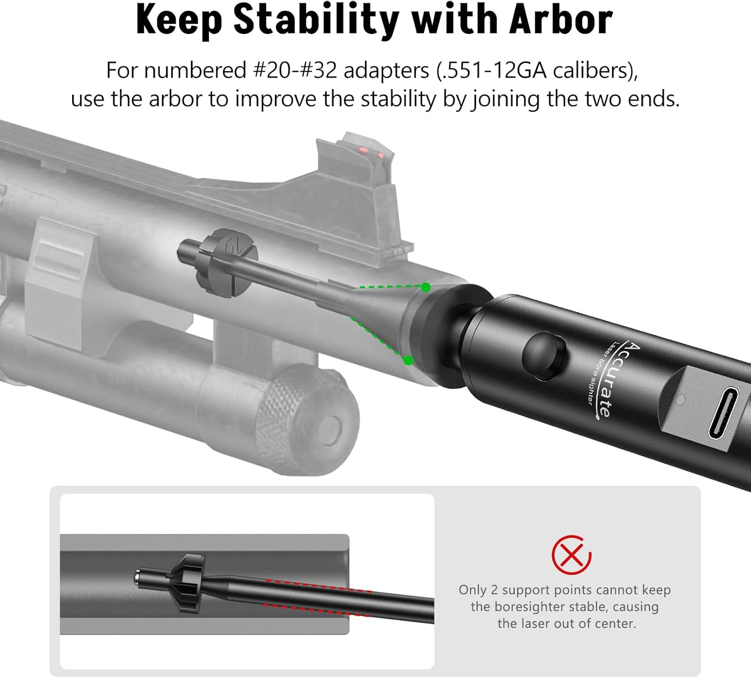 MidTen Rechargeable Bore Sighter Kit with 32 Adapters