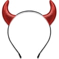 thumbnail image 1 of Diadema con cuernos de diablo con purpurina, disfraz de diablo con cuernos de diablo rojo para mujeres, hombres y niñas, diadema para disfraz de Halloween (negro y rojo), 1 of 4