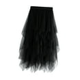 thumbnail image 4 of Women's Tulle Skirt A Line Dress Asymmetrical Midi Skirt Half Skirt Black, 4 of 8