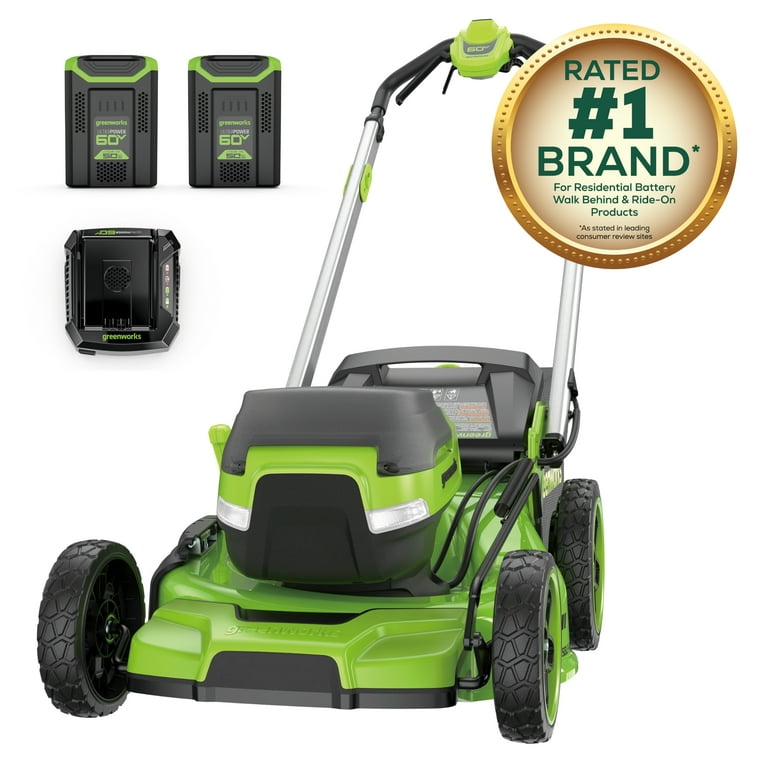 Greenworks 60V 21 Self Propelled Lawn Mower with 2 5.0 Ah Batteries Rapid Charger 2546202 Walmart