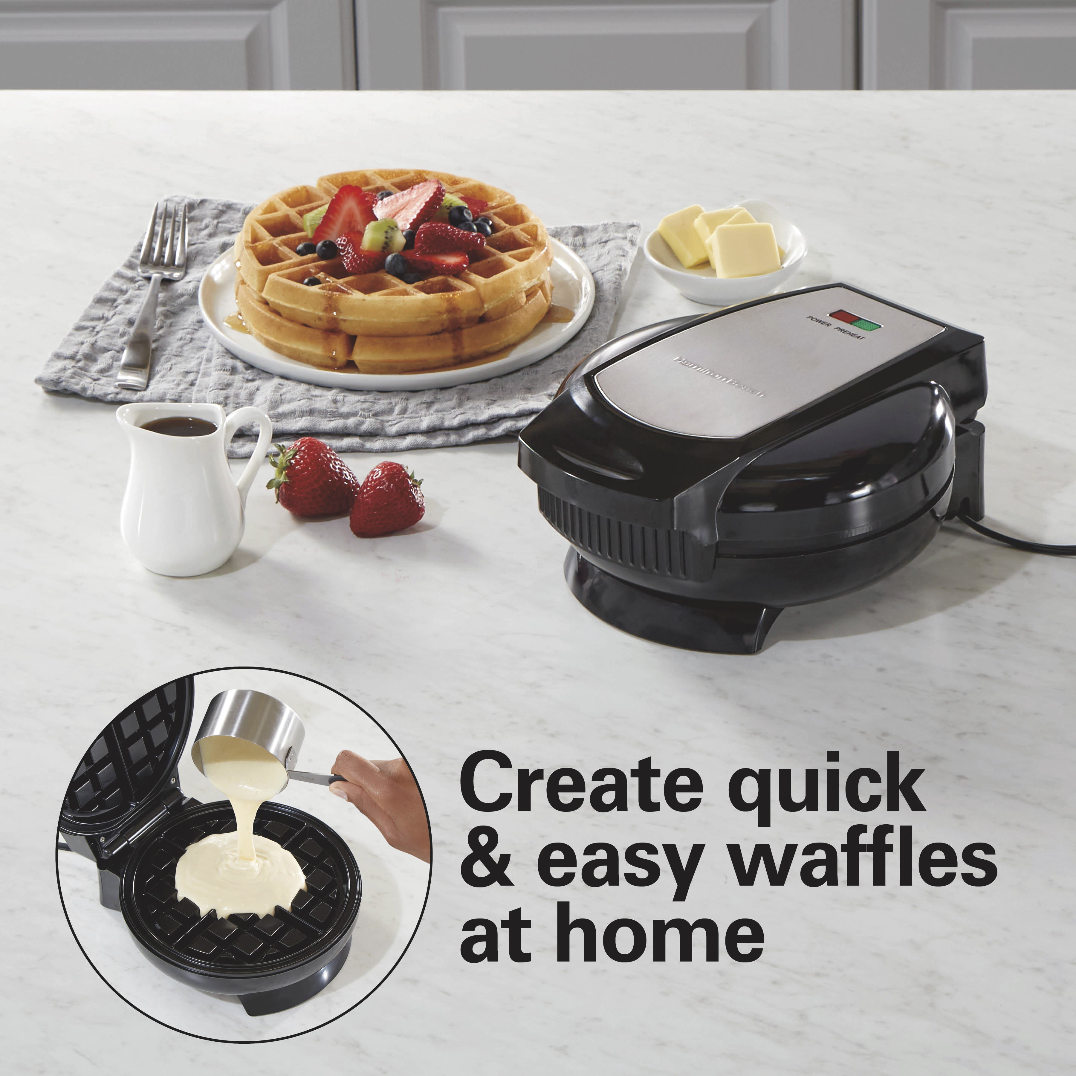 ◎6/1124r09 Hamilton Beach ワッフルメーカー Hamilton Beach Belgian Waffle Maker, Easy Clean Non-Stick