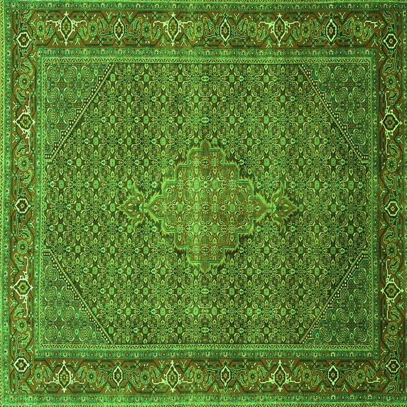 Ahgly Company Indoor Square Persian Green Traditional Area Rugs, 8' Square