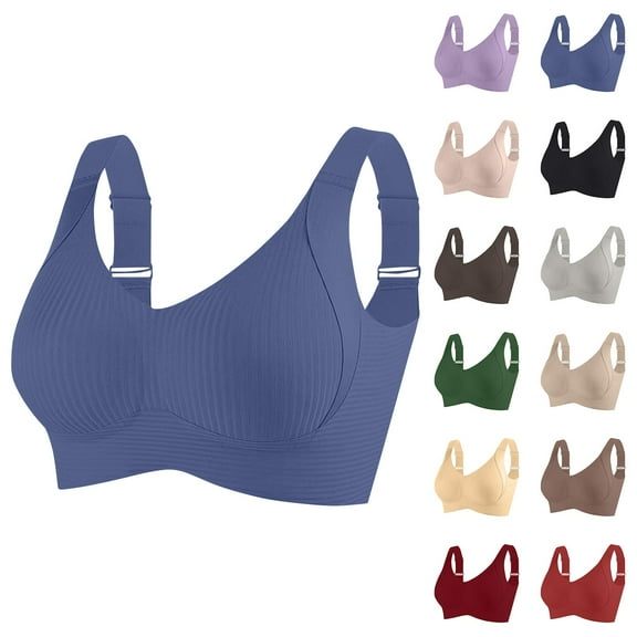 Zenchic Bras for Senior Women, Zenchic Bra, Seamless Sexy Push Up Wireless Bra, Anti Sagging Full Coverage Bralette Blue 36