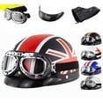 thumbnail image 2 of Casco retro de la cara abierta de la motocicleta de Belita Amy con las gafas y la protección del cuello Afortunado Sencillez, 2 of 2