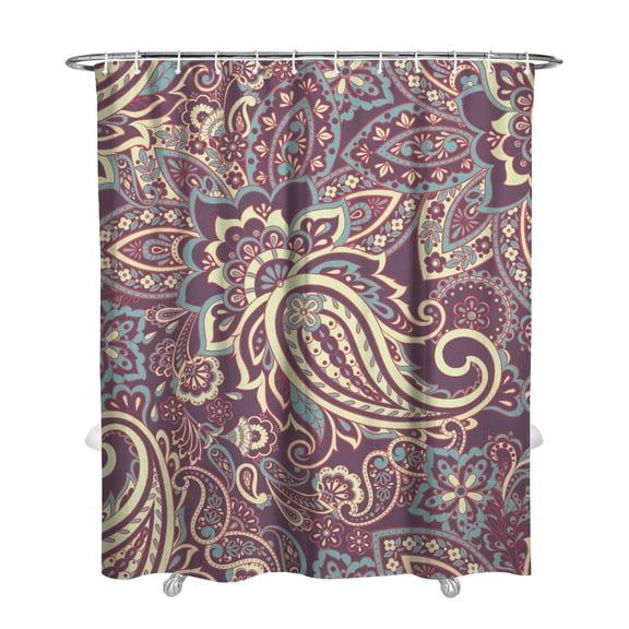 Classic Paisley Shower Curtain Artistic Ethnic Pattern Waterproof Quick Dry Bathroom Drape 72x84 Inch Rustic Elegant Decor Includes 12 Hooks