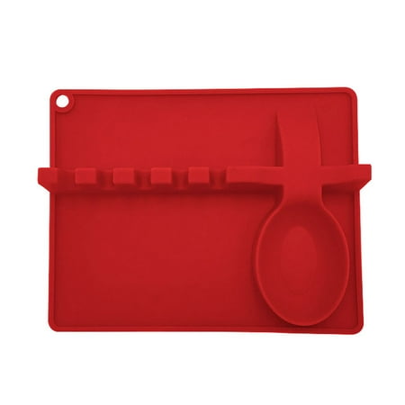 

Martokay Spoon Rest 2-in-1 Silicone Spatula Holder Kitchen Storage Rack Cooking Tool Supplies red