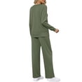 thumbnail image 3 of MOSHU Two Piece Sets for Women Casual Fall Outfits Sets Slit Side Stiching Tops and Wide Leg Pants with Pockets Trendy Cozy Tracksuits, 3 of 7