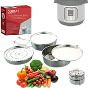 Dubbas - 3 Tier Stacking Insert Pans / Steamer For 6 Qt Instant Pot Cooker PIP w/ Lids / Plates & Multipurpose Trivet / Sling to Cook, Serve, Store & Reheat