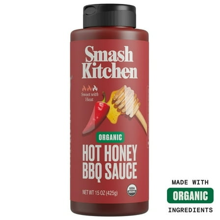 Smash Kitchen Organic Hot Honey BBQ Sauce, 15 oz Bottle(Pack of 2)