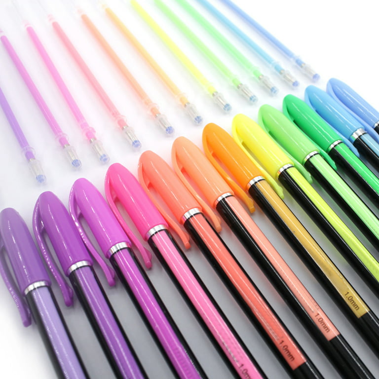 BRIZEM Color Gel Pens,Glitter, Metallic, Neon Pens Set (1mm lead