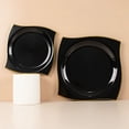 thumbnail image 5 of Balsa Circle 10 Square Black 10" Disposable Salad Plastic Plates Wavy Gold Trim Party Events Tableware Decorations, 5 of 8