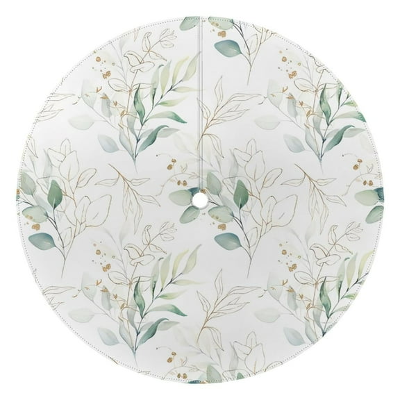 Outdoor Waterproof Tablecloth with Umbrella Hole and Zipper,Botanical Leaves Floral Round Reusable Durable Decor Table Cover for Party Picnic Patio 60×60 Inch