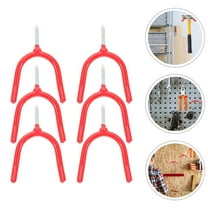 Tineasur 6Pcs Red Metal Garage Wall Hooks Sturdy Tool Organizers for Home Storage