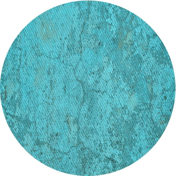 Ahgly Company Machine Washable Indoor Square Transitional Bright Cyan Blue Area Rugs, 3' Square