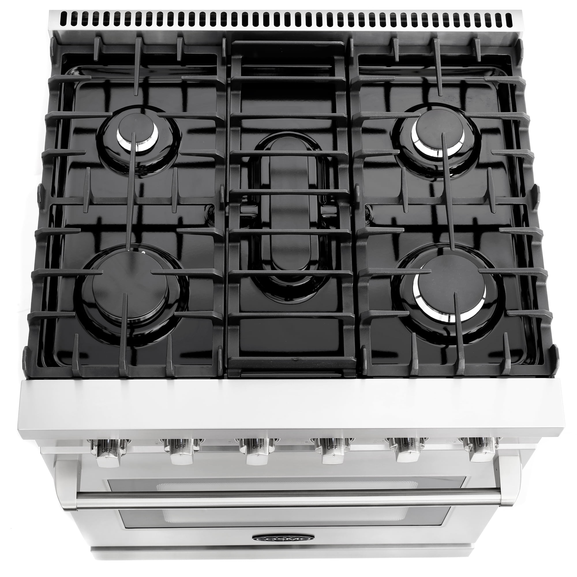 Cosmo 30 in. 4.5 cu. ft. Gas Range, 5 Sealed Burners, Convection Oven, Knob LED Lights, Stainless Steel, Rose Gold Handle Knob Kit