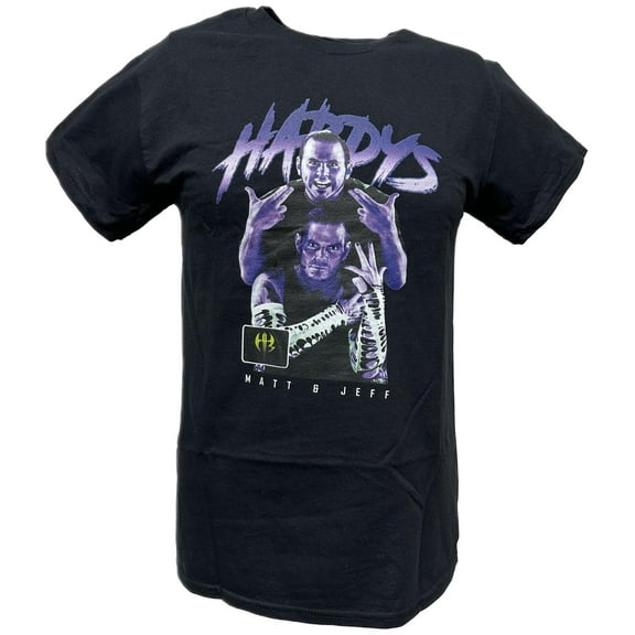 Matt and Jeff The Hardy Boyz Purple Pose Mens Black T-shirt
