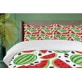 thumbnail image 4 of Ambesonne Green Abstract Duvet Cover Set, Watermelon, 2-Calking, Dark Pink Evergreen and White, 4 of 6