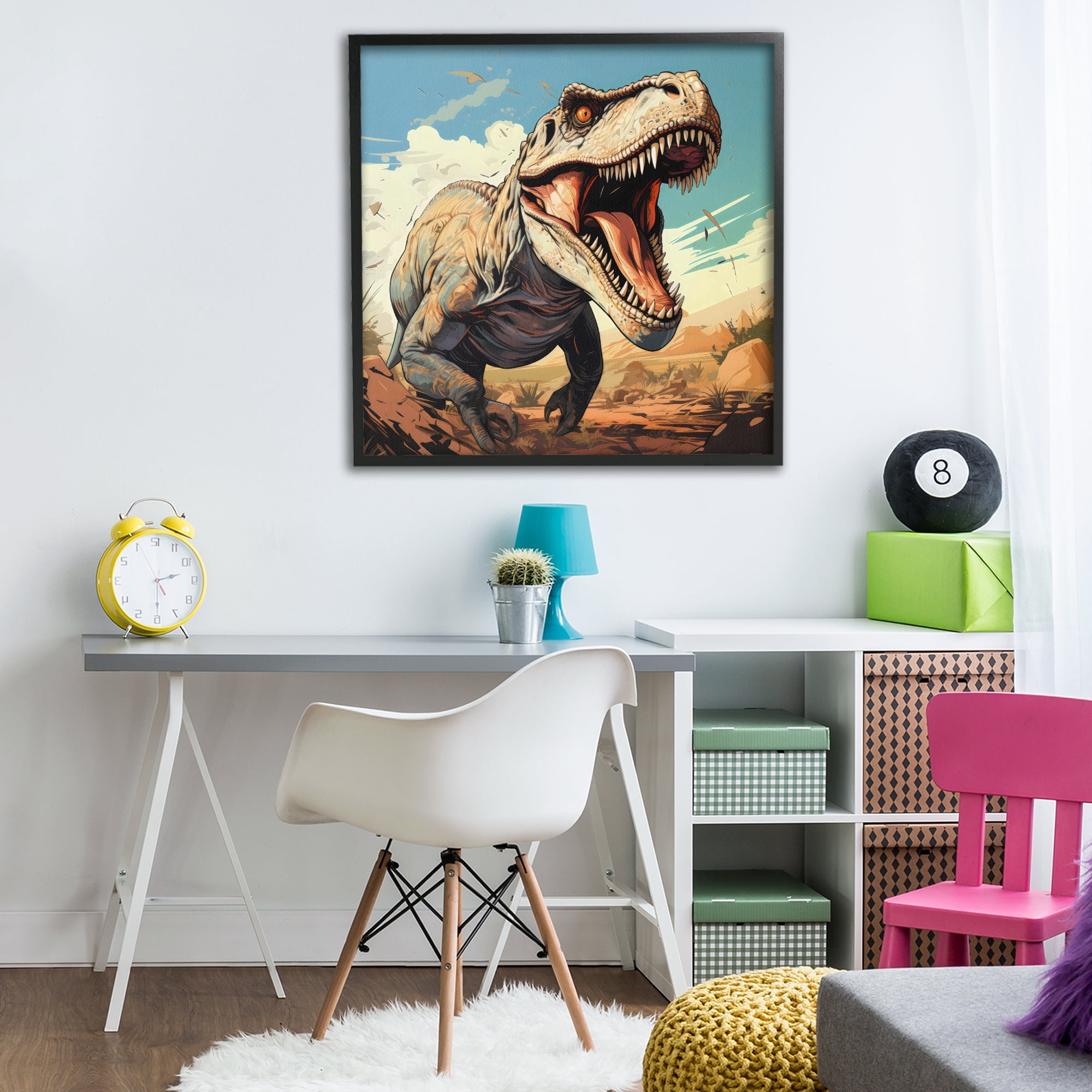 Stupell Industries Velociraptor Desert Sunset Black Framed Giclee Art, design by Creative Studio
