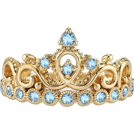 14K Yellow Gold Aquamarine Crown Ring (March) (7)
