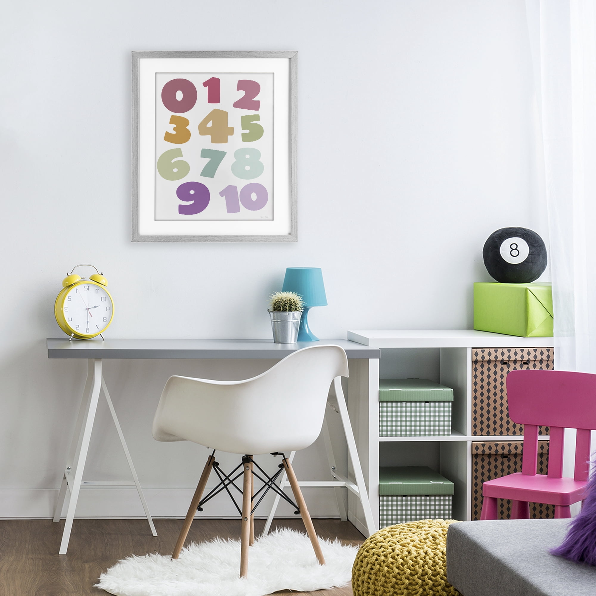 Stupell Industries Muted Counting Numbers Gray Framed Print Under Glass, design by Susan Ball