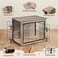 thumbnail image 4 of Alden Design 32" W Rustic Industrial Dog Crate with Anti-Skid Plush Mat For Medium-Sized Dogs, Gray, 4 of 10