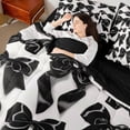 thumbnail image 4 of jejeloiu Cartoon Bow Tie 7-Piece Twin Bedding Sets,White Black Bedding Comforter Set For Girls Reversible, 4 of 8