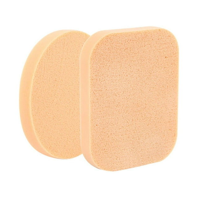 2pcs Beauty Makeup Facial Sponges Puff Round Dry and Wet Use Puff Cosmetic Press Powder Puff. Two rectangular foam makeup sponges with rounded edges, crafted for dry and wet use. Made of premium sponge material, safe for delicate skin, and ideal for applying foundation or press powder. Suitable for salon, home, or travel use, and often used for precise makeup blending.