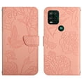 thumbnail image 2 of Dteck Case for Motorola Moto G Stylus 5G 2021 6.8-inch,Magnetic Leather Embossed Flower Case Card Slots Wallet Shockproof Rubber Kickstand Cover with Wrist/Shoulder Strap,Pink, 2 of 9