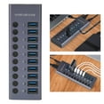 thumbnail image 1 of 10 Port 60W Data Hub, 10 Port USB Docking Station High Speed Transmission LED Indicator Light  for Keyboards EU Plug,US Plug,UK Plug, 1 of 7