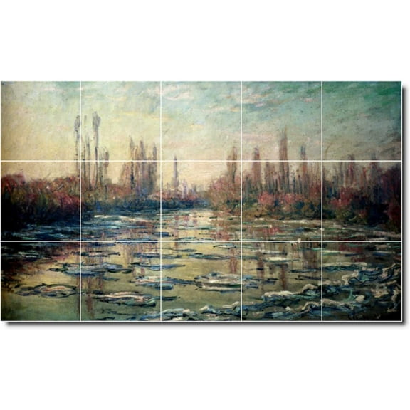 Ceramic Tile Mural-Claude Monet Country Painting 109. 21.25" w x 12.75" h using (15) 4.25 x 4.25 ceramic tiles