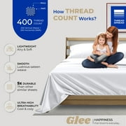 THREAD SPREAD 100% Cotton Queen Bed Sheets - Luxury 400 Thread Count Bed Sheets Queen Size (4 PC, White), Silky Soft Cooling Sateen Hotel Sheet Set