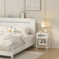 thumbnail image 2 of Nightstand Wooden Bedside Table with Drawer White Night Stands Modern Style Small End Table Side Table with Storage Shelf for Bedroom Living Room, 2 of 6