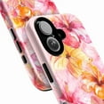 thumbnail image 2 of Watercolor Hibiscus Flower Phone Case, Bright Pink & Orange Tropical Floral Design, Protective Cover for iPhone 16 15 14 13 12 11 Pro Max Mini, 2 of 6