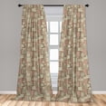thumbnail image 5 of Ambesonne Abstract Curtains, Square Spiral Modern, Pair of 28"x84", Redwood Tan Red, 5 of 5