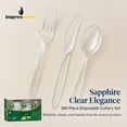 thumbnail image 6 of Impresserve Disposable Cutlery Set, Sapphire Clear, 360 Pieces: 180 Forks, 120 Spoons, 60 Knives, 6 of 11