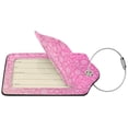 thumbnail image 4 of Rocae Breast CancerN Ribbons Awareness for Leather Luggage Baggage Tags ID Label Privacy Cover ID Label with Stainless Steel Loop and Address Card, 4 of 5