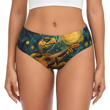 Womens Underwear - Starry Night Guitar Turtle No Show Seamless Underwear for Women  Soft Stretch Sexy Women s Panties  Cute Hipster Ladies Panties Bikini Underwear Briefs