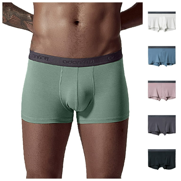 Aayomet Mens Briefs Men's Boxer Briefs Cotton Stretch Underwear Open Fly  Tagless Underpants Regular Leg,Green L 