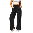 thumbnail image 7 of Levmjia Women Wide Leg Corduroy Pants High Waisted Drawstring Lounge Pants with Pockets Solid Color Casual Long Trousers, 7 of 7
