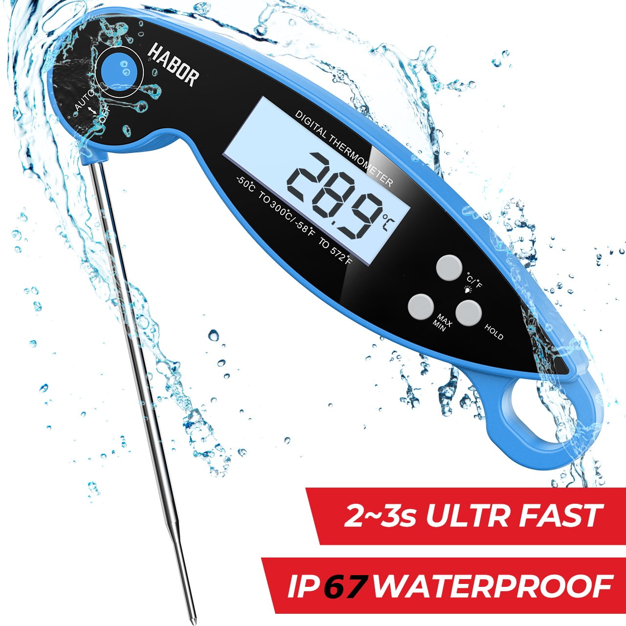 Habor Instant Read Meat Thermometer for Kitchen Food, Waterproof